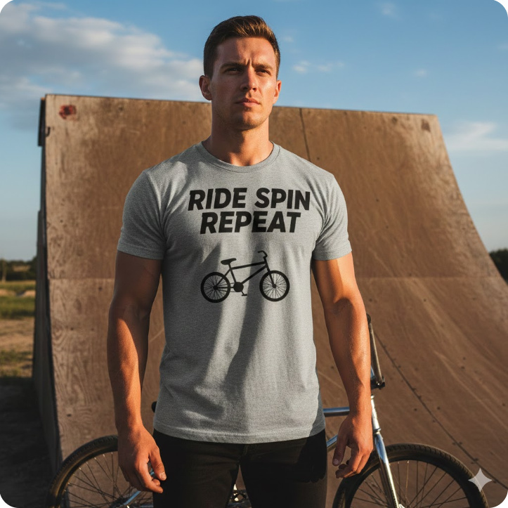 Gift idea for BMX rider - Ride Spin Repeat t shirt