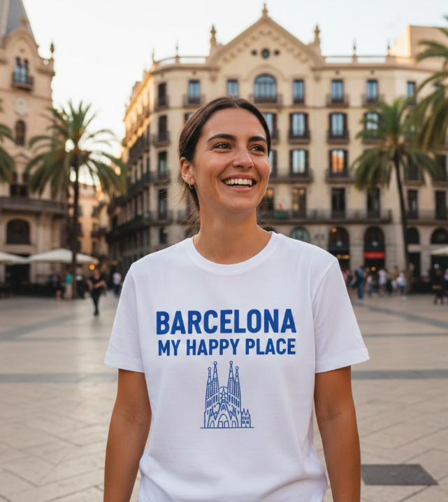 Gift idea for Barcelona fans - Barcelona My Happy Place t shirt