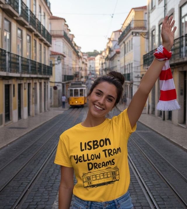 Gift idea for Lisbon lovers - Lisbon Yellow Tram Dreams t shirt