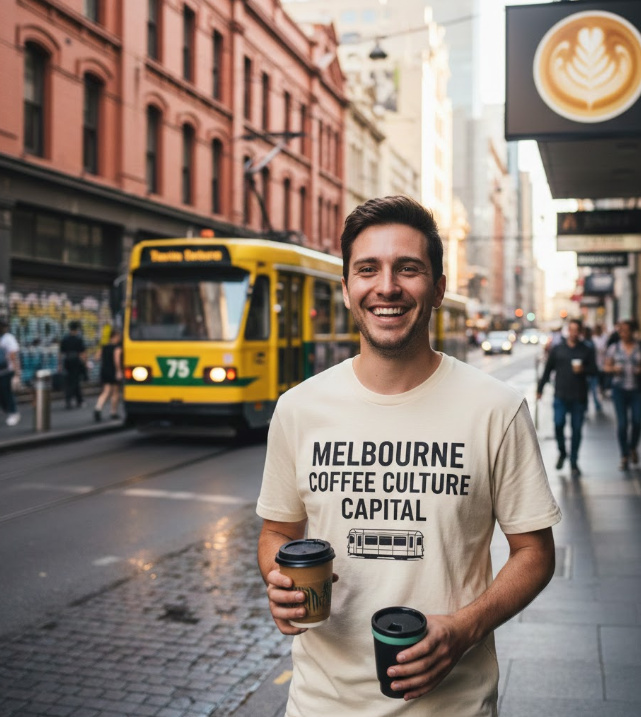 Gift idea for Melbourne fans - Melbourne Coffee Culture Capital t shirt