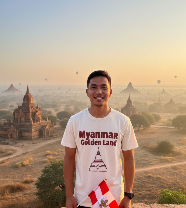 Gift idea for Myanmar enthusiasts - Myanmar Golden Land t shirt