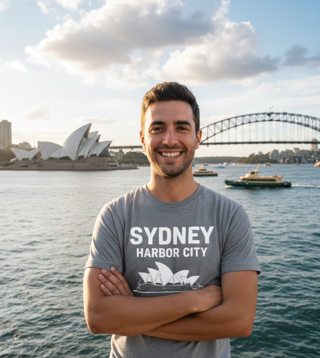 Gift idea for Sydney lovers - Sydney Harbor City t shirt