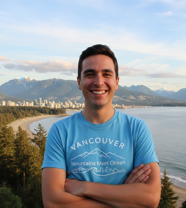 Gift idea for Vancouver lovers - Vancouver Mountains Meet Ocean t shirt