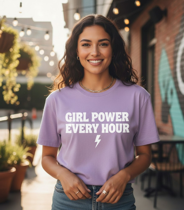 Gift idea for a girl friend - Girl Power Every Hour t shirt