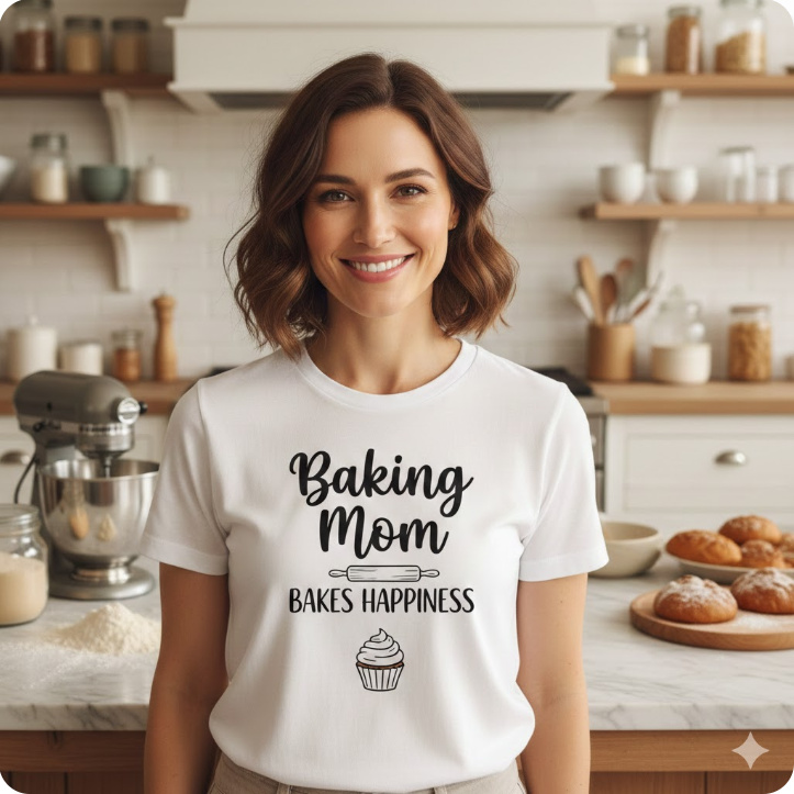 Gift idea for baking mom - Baking Mom Bakes Happiness t shirt