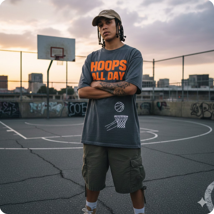 Gift idea for basketball fan - Hoops All Day t shirt