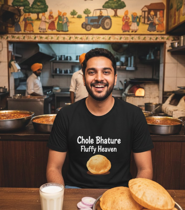Gift idea for chole bhature fans - Chole Bhature Fluffy Heaven t shirt