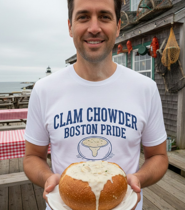 Gift idea for clam chowder enthusiasts - Clam Chowder Boston Pride t shirt