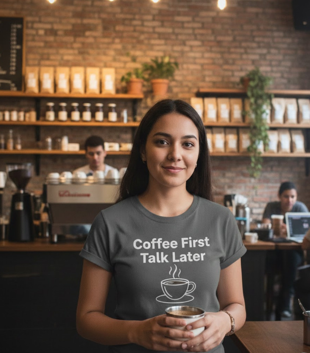 Gift idea for coffee lover - Coffee First Talk Later t shirt