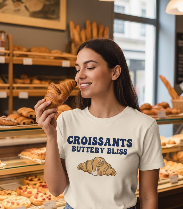 Gift idea for croissant enthusiasts - Croissants Buttery Bliss t shirt