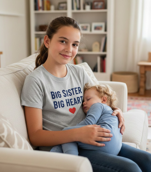Gift idea for elder sister - Big Sister Big Heart t shirt