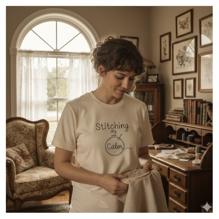Gift idea for embroidery lover - Stitching My Calm t shirt