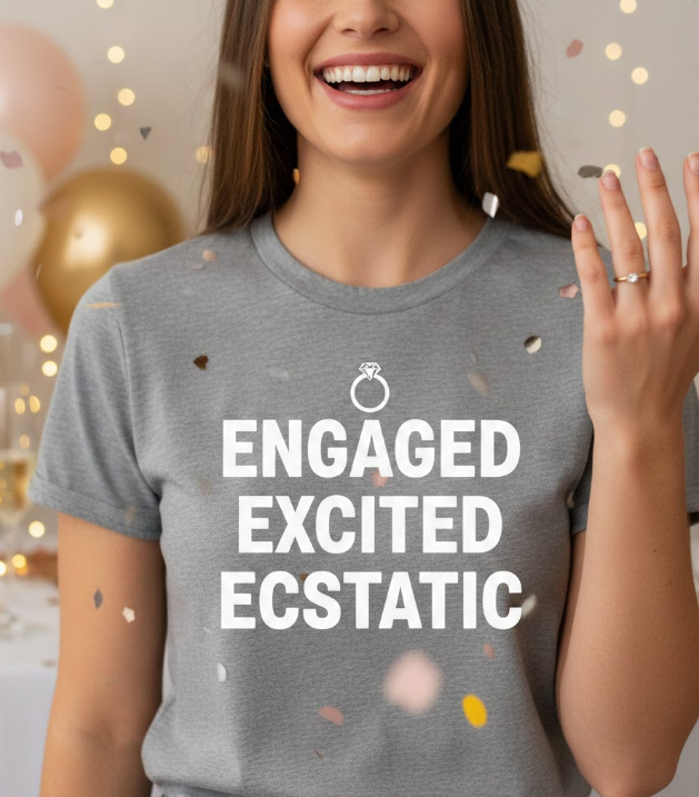 Gift idea for engagement - Engaged Excited Ecstatic t shirt