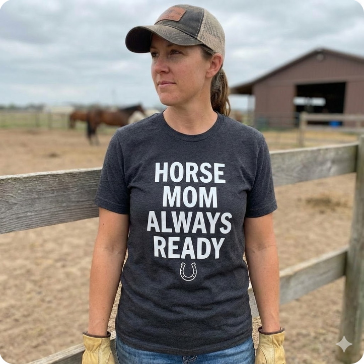 Gift idea for equestrian mom - Horse Mom Always Ready t shirt