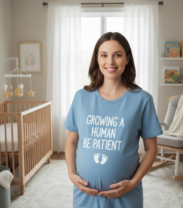 Gift idea for expecting mom - Growing A Human Be Patient t shirt