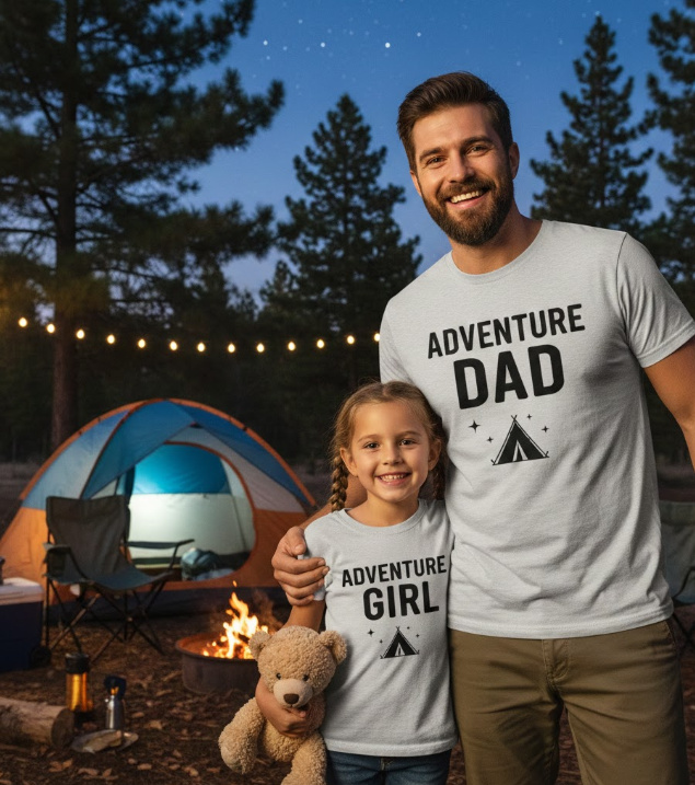 Gift idea for father and daughter camping - Adventure Dad Adventure Girl t shirt