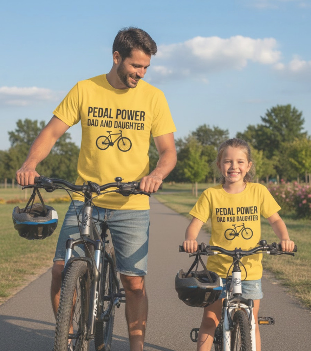 Gift idea for father and daughter cycling - Pedal Power Dad And Daughter t shirt