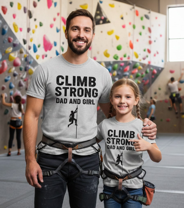 Gift idea for father and daughter rock climbing - Climb Strong Dad And Girl t shirt