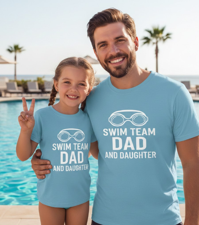 Gift idea for father and daughter swimming - Swim Team Dad And Daughter t shirt
