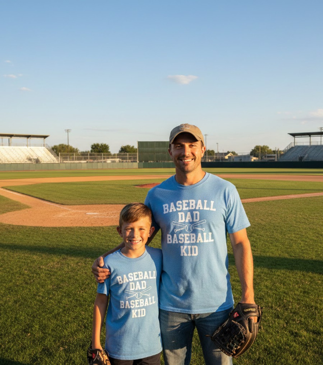 Gift idea for father and son baseball fans - Baseball Dad Baseball Kid t shirt