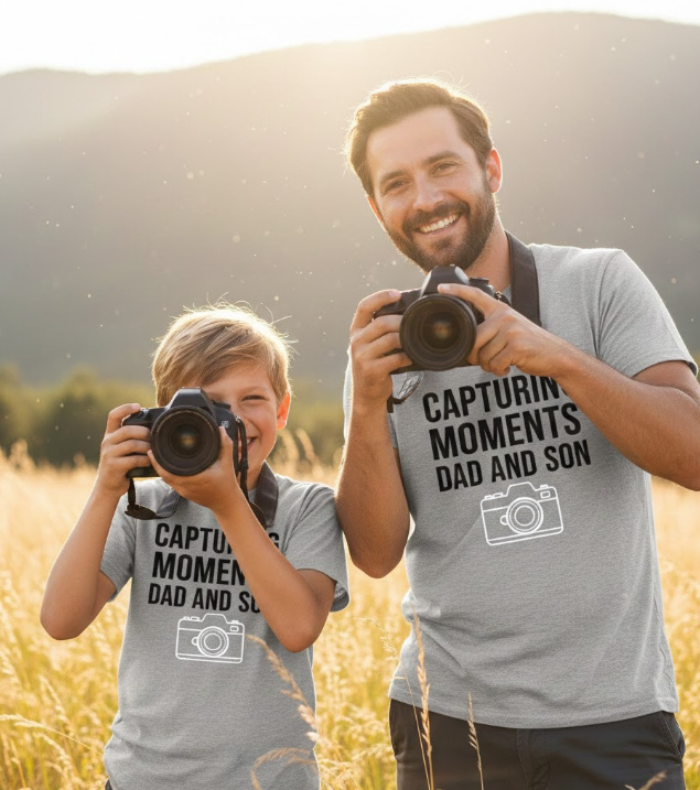 Gift idea for father and son photographers - Capturing Moments Dad And Son t shirt