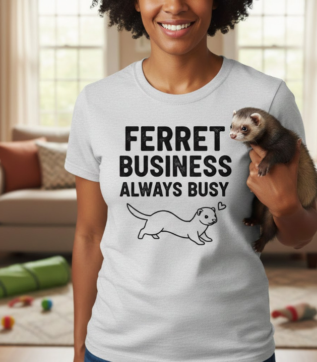 Gift idea for ferret enthusiasts - Ferret Business Always Busy t shirt