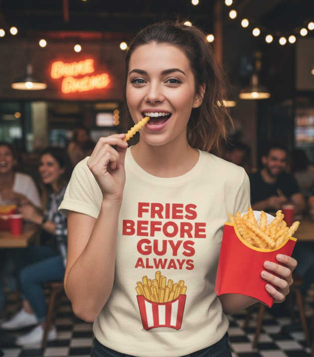Gift idea for french fries lovers - Fries Before Guys Always t shirt
