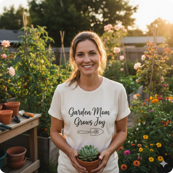 Gift idea for gardening mom - Garden Mom Grows Joy t shirt