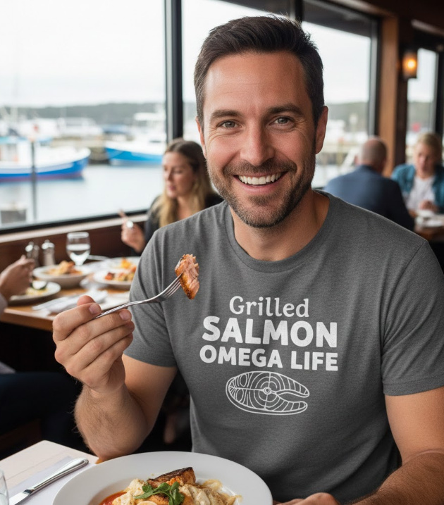 Gift idea for grilled salmon enthusiasts - Grilled Salmon Omega Life t shirt