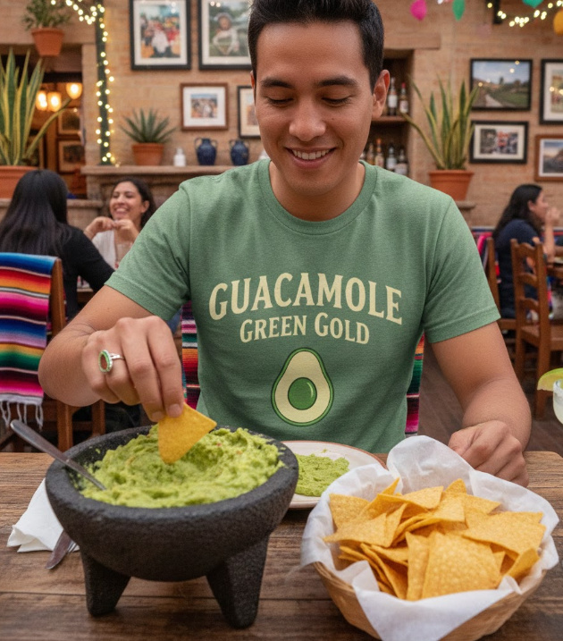Gift idea for guacamole enthusiasts - Guacamole Green Gold t shirt