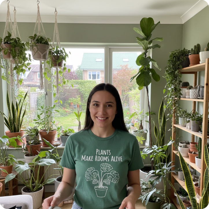 Gift idea for houseplant lover - Plants Make Rooms Alive t shirt