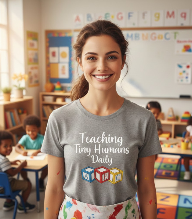 Gift idea for kindergarten teacher - Teaching Tiny Humans Daily t shirt