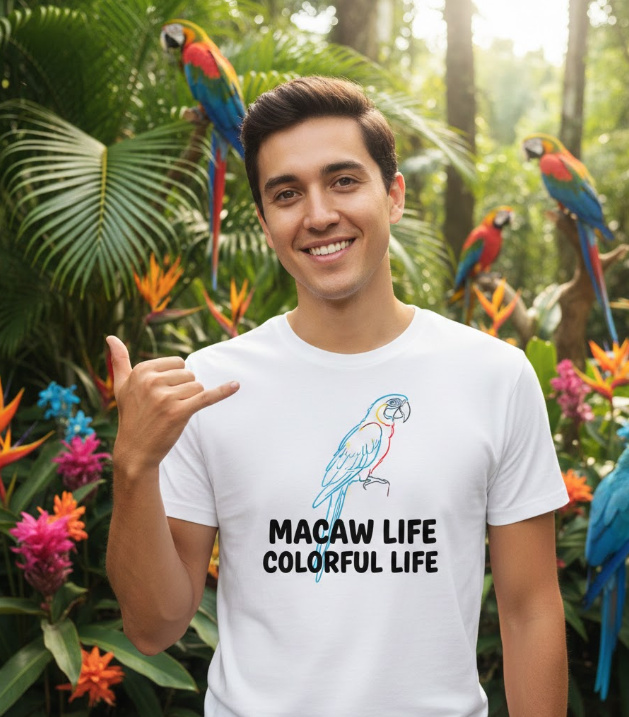 Gift idea for macaw lovers - Macaw Life Colorful Life t shirt