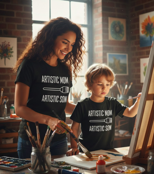 Gift idea for mother and son painting - Artistic Mom Artistic Son t shirt