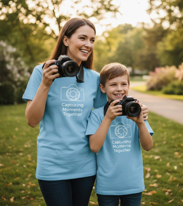 Gift idea for mother and son photography - Capturing Moments Together t shirt