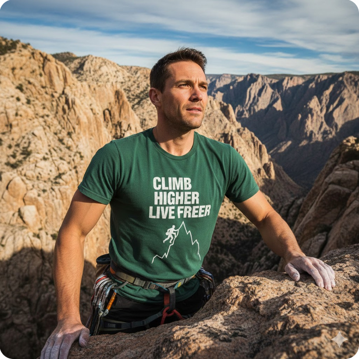 Gift idea for mountain climbing fan - Climb Higher Live Freer t shirt