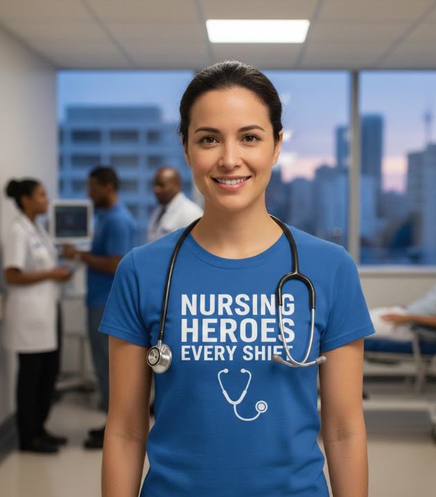 Gift idea for nurses - Nursing Heroes Every Shift t shirt