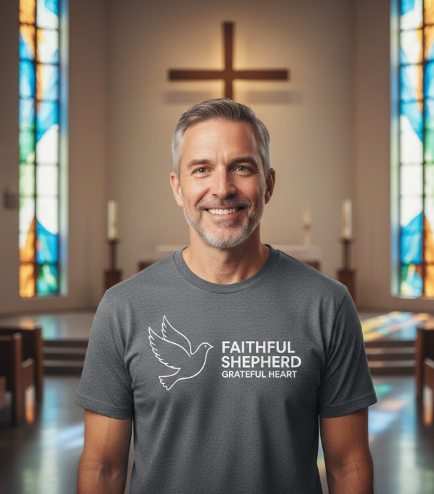 Gift idea for pastor appreciation - Faithful Shepherd Grateful Heart t shirt