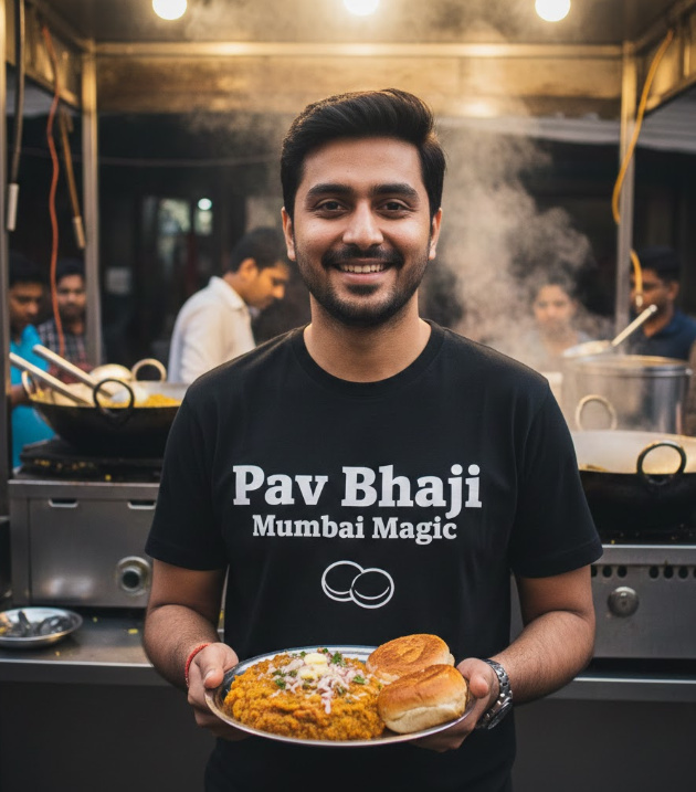 Gift idea for pav bhaji lovers - Pav Bhaji Mumbai Magic t shirt