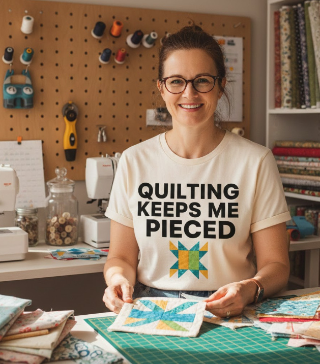 Gift idea for quilter - Quilting Keeps Me Pieced t shirt