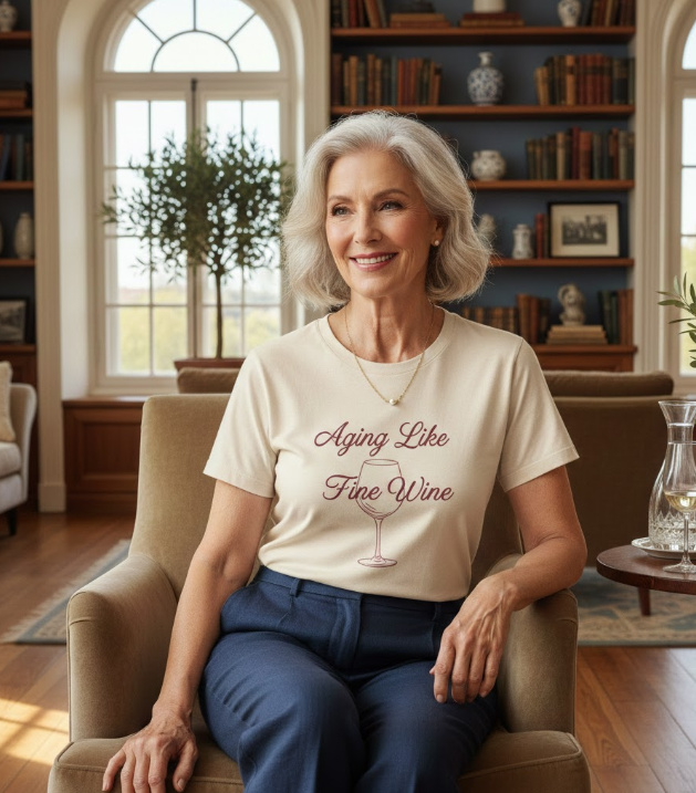 Gift idea for senior woman - Aging Like Fine Wine t shirt