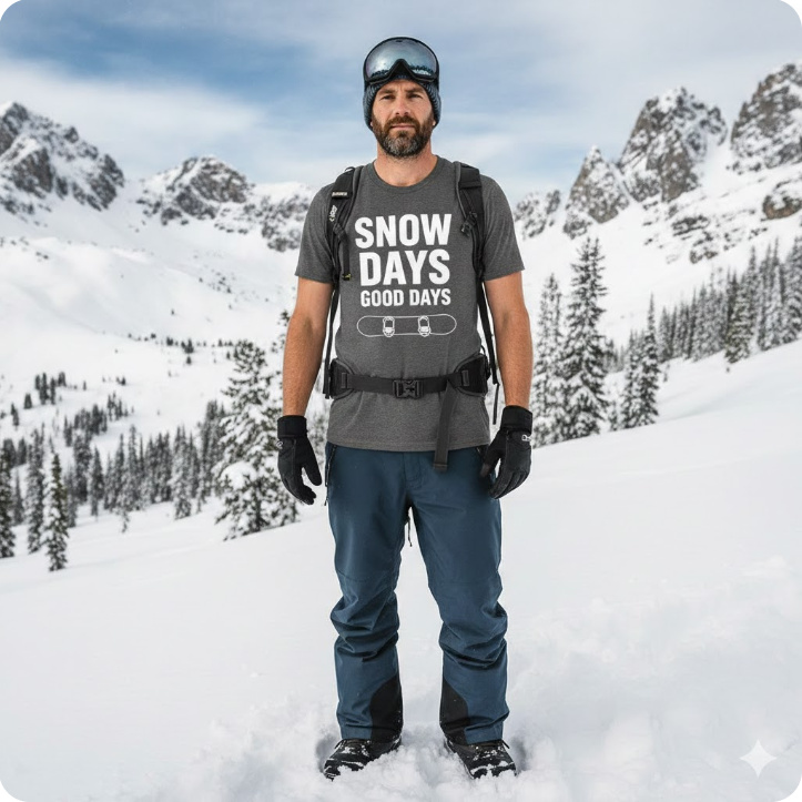 Gift idea for snowboarding enthusiast - Snow Days Good Days t shirt