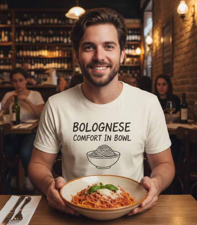 Gift idea for spaghetti bolognese fans - Bolognese Comfort In Bowl t shirt