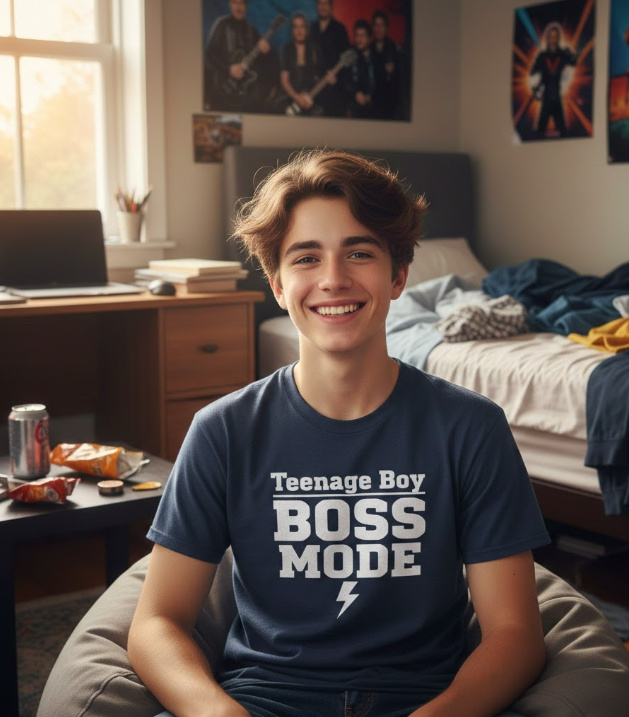 Gift idea for teenage boy - Teenage Boy Boss Mode t shirt