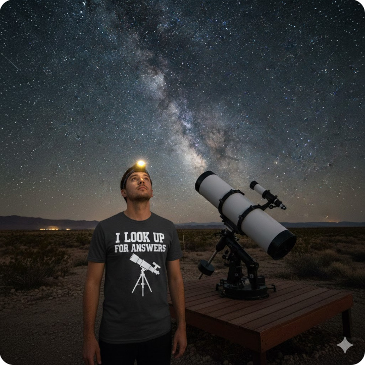 Gift idea for telescope hobbyist - I Look Up For Answers t shirt
