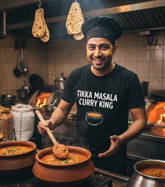 Gift idea for tikka masala enthusiasts - Tikka Masala Curry King t shirt