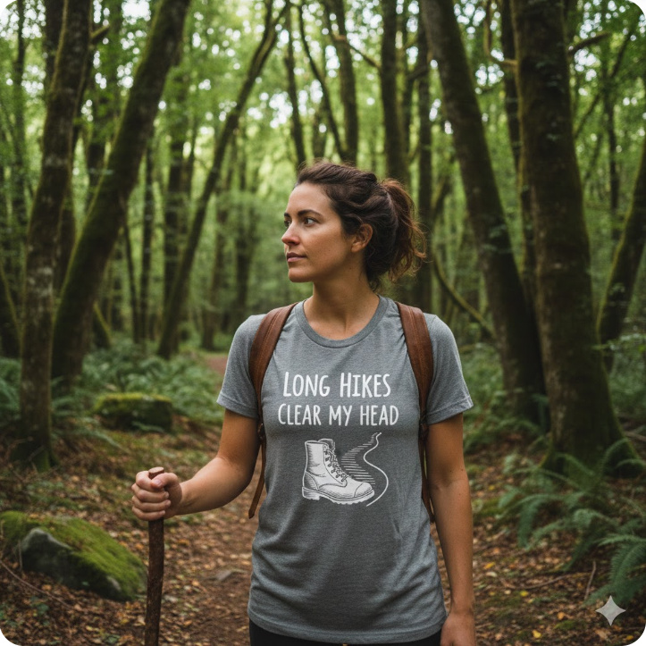 Gift idea for trekking enthusiast - Long Hikes Clear My Head t shirt