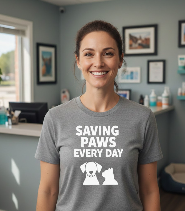 Gift idea for veterinarian - Saving Paws Every Day t shirt