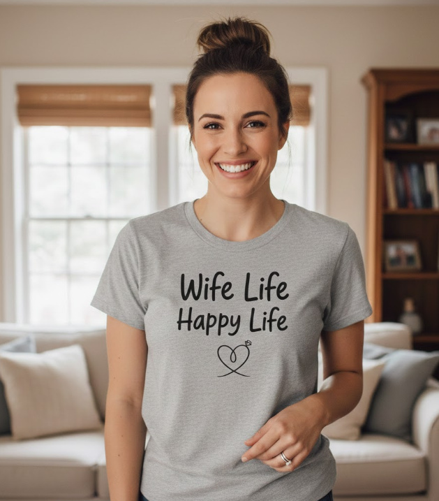 Gift idea for wife - Wife Life Happy Life t shirt