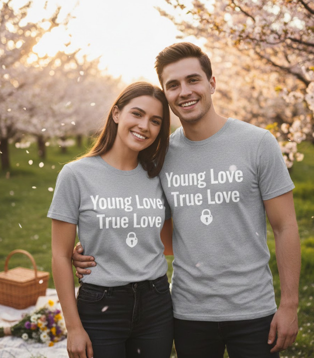 Gift idea for young couple - Young Love True Love t shirt
